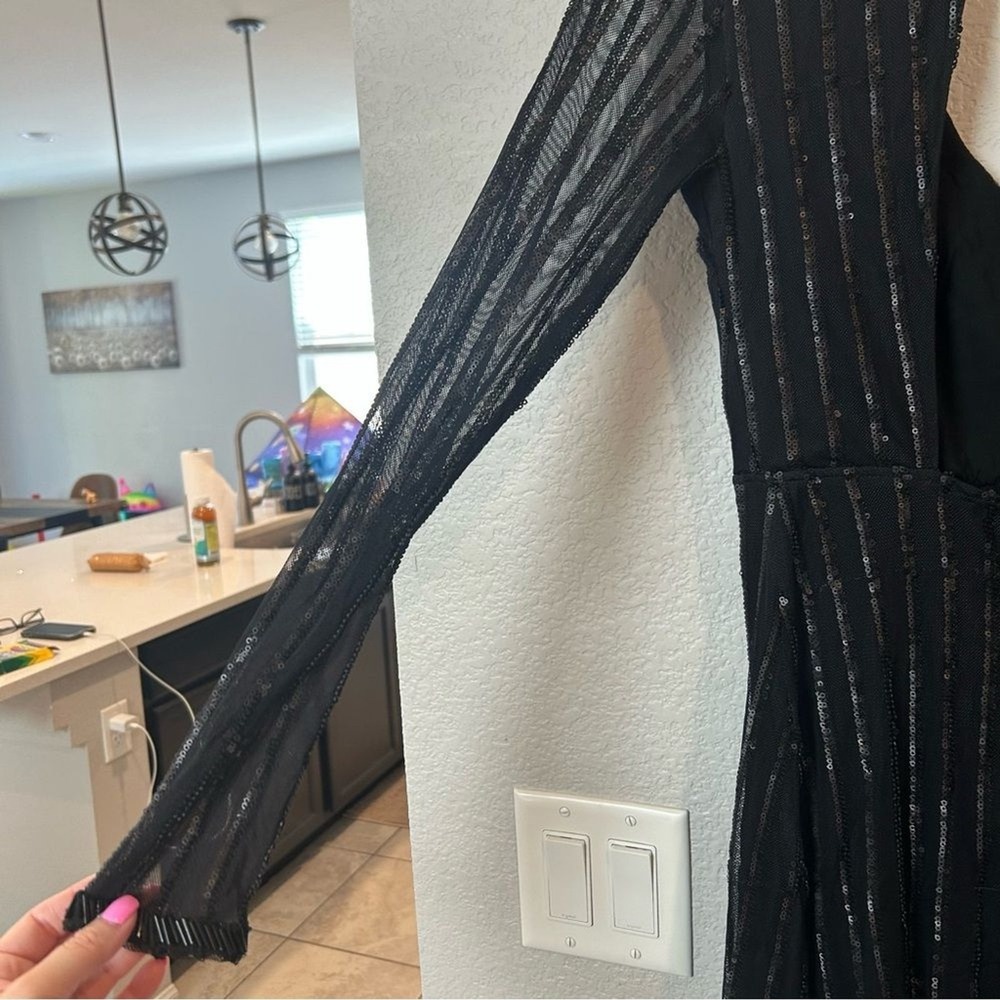 THE JETSET DIARIES Fiesta Faux Wrap Maxi Dress Black Sequin & Beaded XS - Picture 9 of 12